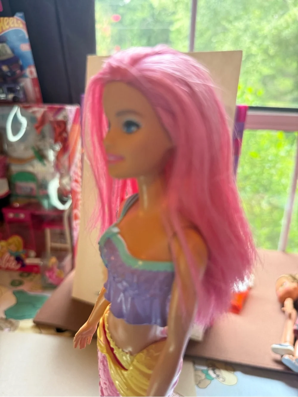 Barbie Pink-Haired Mermaid Doll with Purple Top and Teal Tail